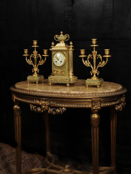 fig 5. Ormolu and Onyx Louis XVI Antique French Clock Set by Louis Japy