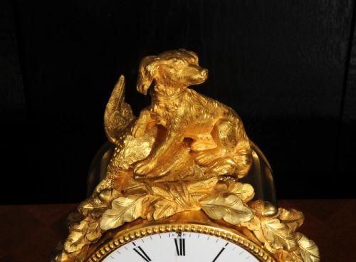 fig 4. Fine Ormolu and Sevres Porcelain Clock Antique French - Gun Dog