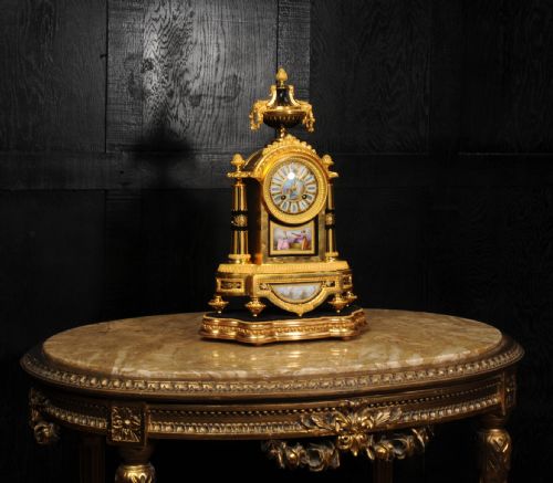 JAPY FRERES SEVRES PORCELAIN AND ORMOLU ANTIQUE FRENCH CLOCK - ADDITIONAL PHOTO 3