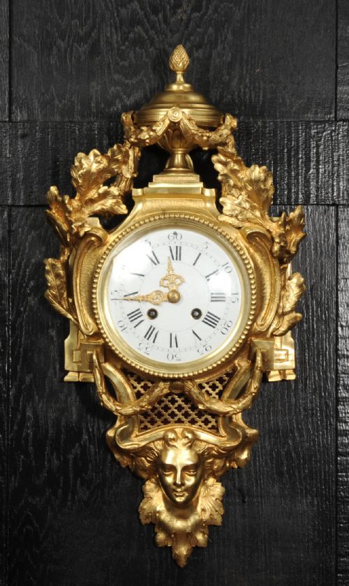 Antique French Ormolu Cartel Clock by Charles Vincent