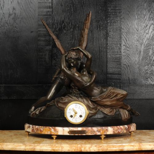 fig 2. A Fine Antique French Figural Mantel Clock ~Amour et Psyche ~ After Antonio Canova