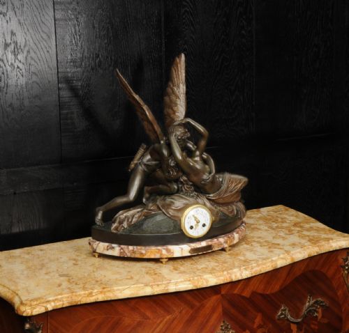 fig 3. A Fine Antique French Figural Mantel Clock ~Amour et Psyche ~ After Antonio Canova
