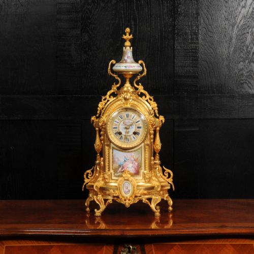 fig 1. Antique French Ormolu and Sevres Porcelain Clock by A D Mougin