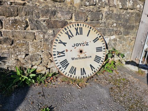 RARE LARGE ANTIQUE ENAMEL TURRET OUTDOOR CLOCK DIAL FACE JOYCE WHITCHURCH 39 IN - ADDITIONAL PHOTO 1
