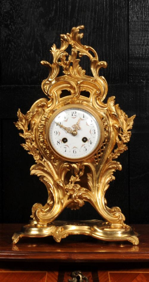 ANTIQUE FRENCH ORMOLU ROCOCO CLOCK FULLY RESTORED