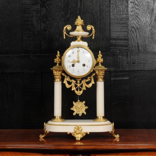 fig 1. Antique French White Marble and Ormolu Portico Clock