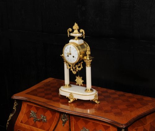 fig 2. Antique French White Marble and Ormolu Portico Clock