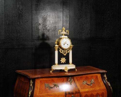 fig 3. Antique French White Marble and Ormolu Portico Clock