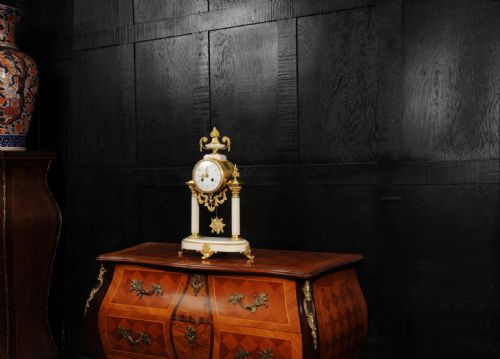fig 4. Antique French White Marble and Ormolu Portico Clock