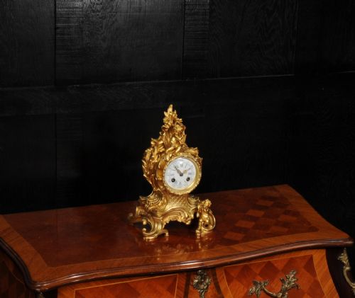 fig 2. Japy Freres Antique French Rococo Ormolu Clock - Fully Restored