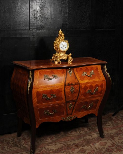 fig 3. Japy Freres Antique French Rococo Ormolu Clock - Fully Restored