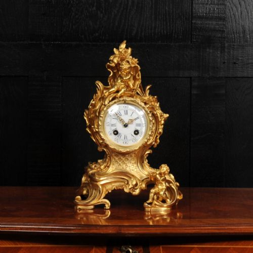 fig 4. Japy Freres Antique French Rococo Ormolu Clock - Fully Restored