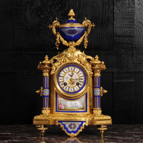Japy Freres Louis XVI Ormolu and Sevres Porcelain Antique French Clock - Fully Restored