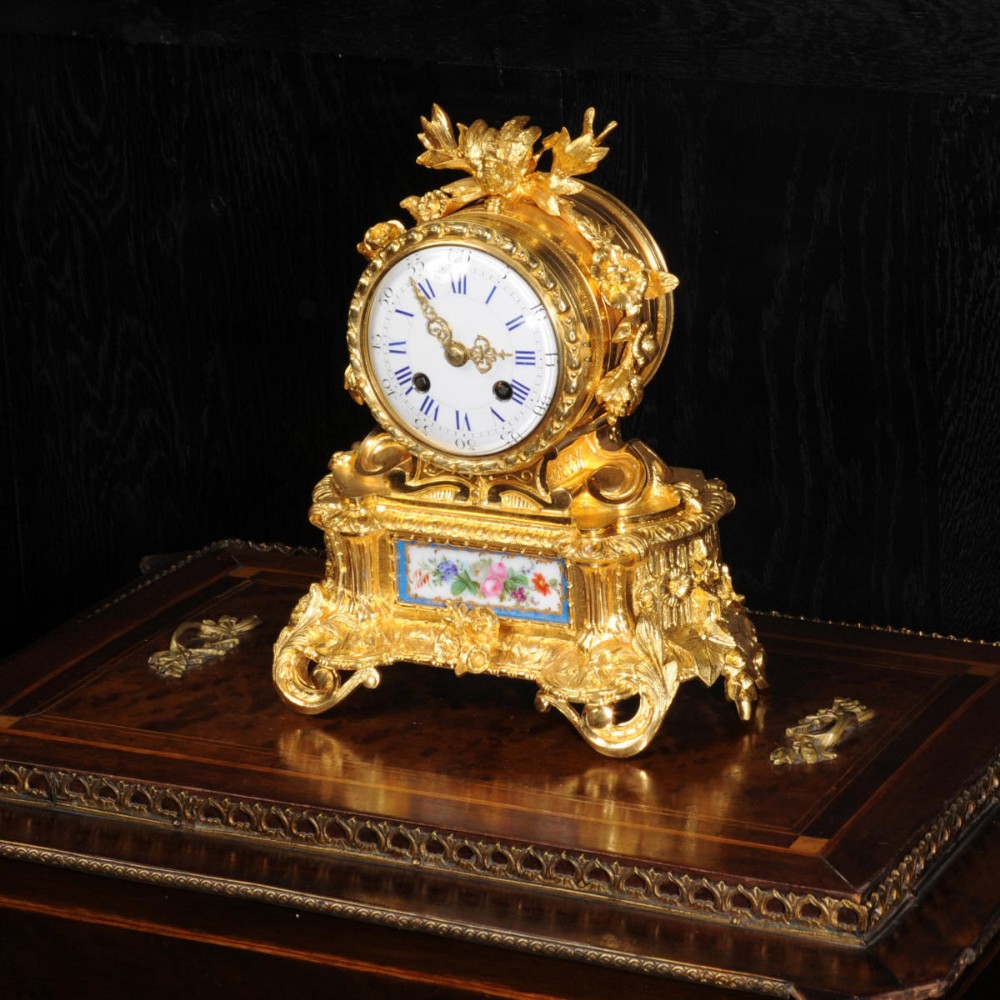 Stunning Early Ormolu and Sevres Porcelain Boudoir Clock ~ Rollin A Paris