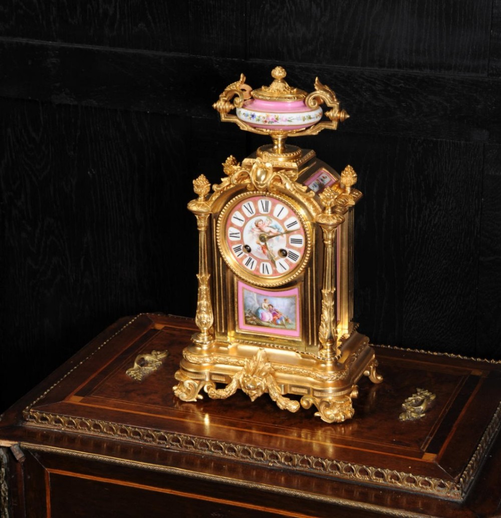 Japy Frères Sèvres Porcelain and Ormolu Boudoir Clock