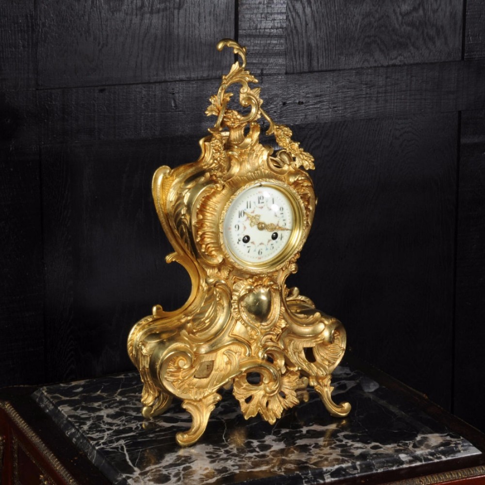 Stunning Antique French Gilt Bronze Rococo Clock