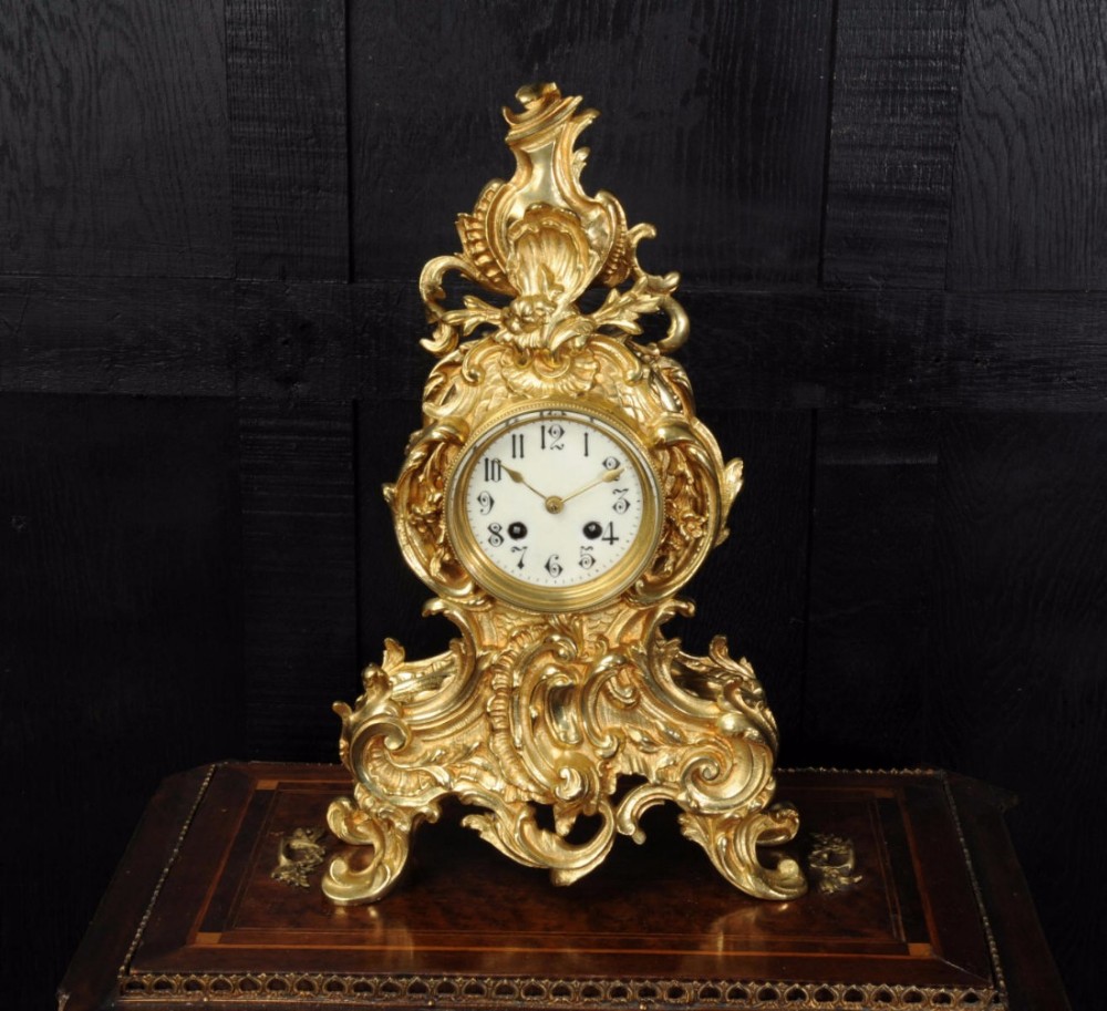 Antique French Gilt Bronze Rococo Clock
