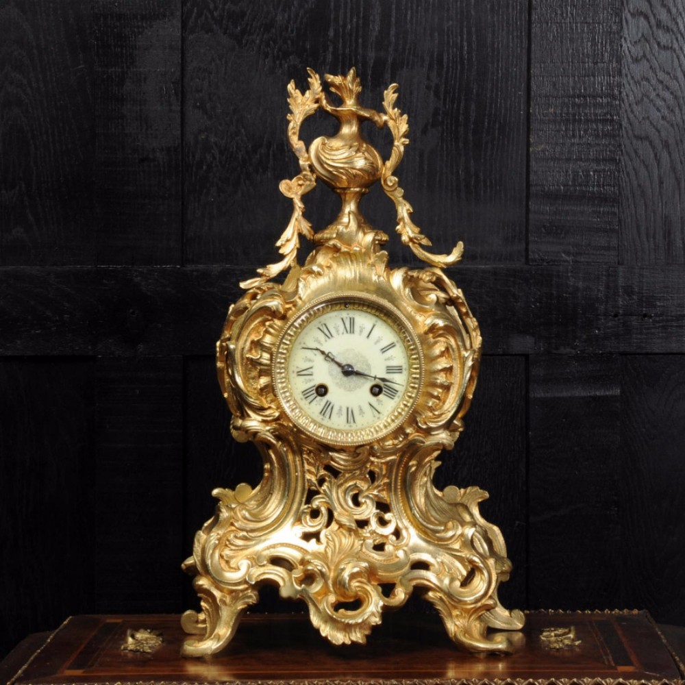 Antique French Gilt Bronze Rococo Clock
