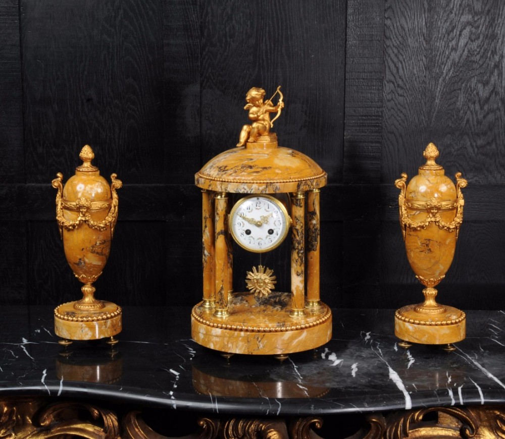 Grand Tour Style Portico Clock Set by Samauel Marti