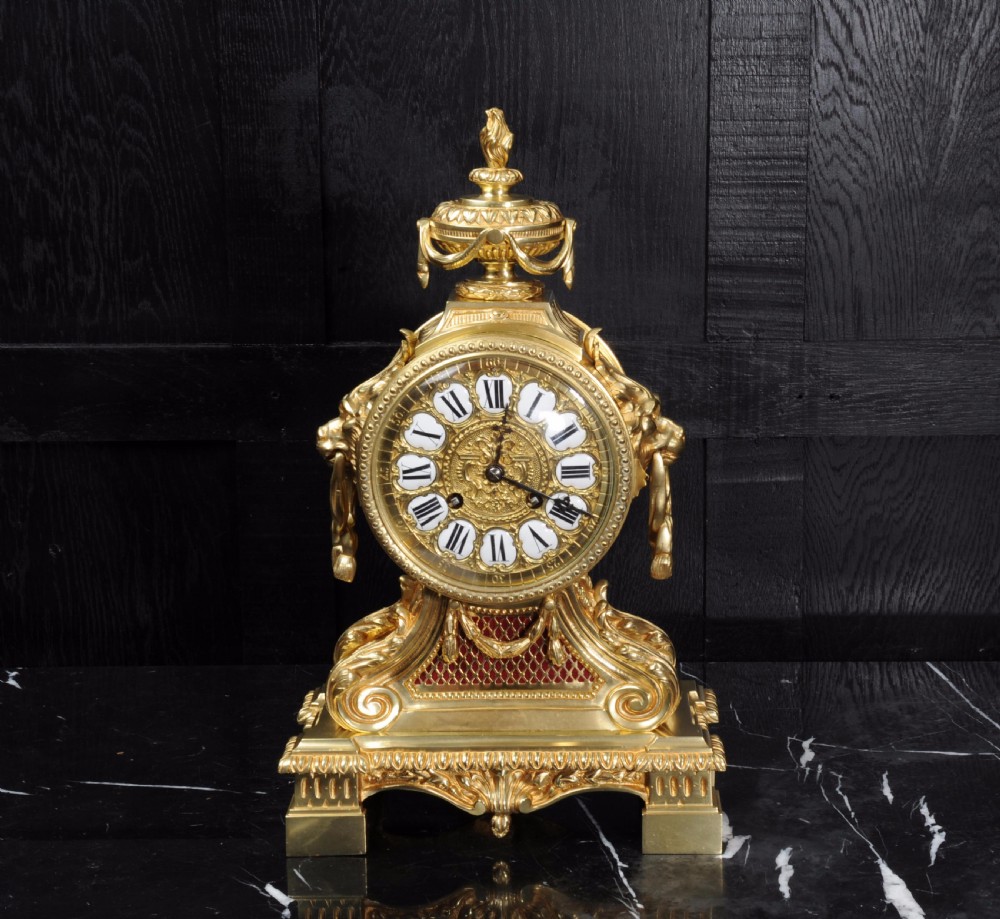 Antique French Gilt Bronze Drum Head Clock by Louis Japy View II