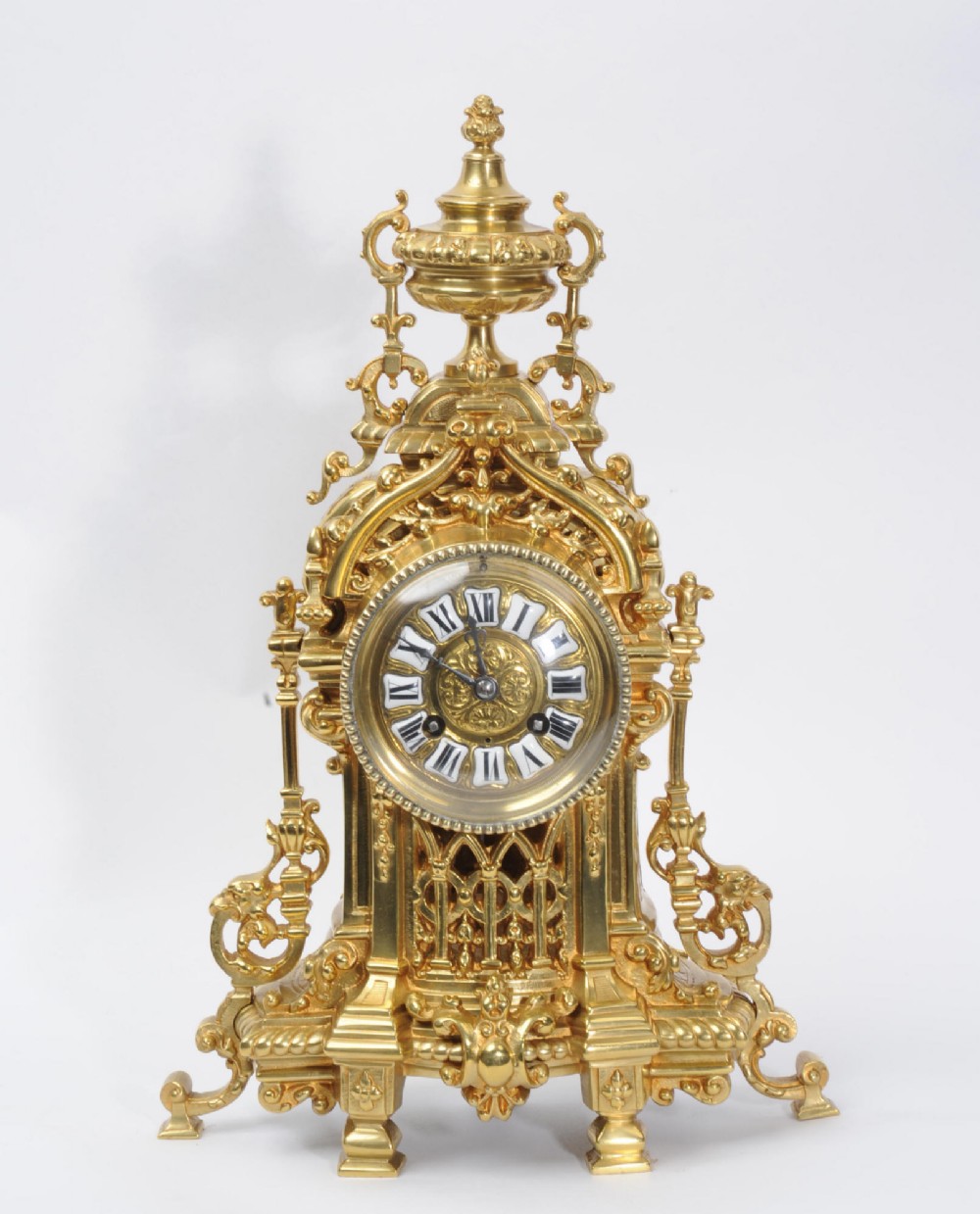 Antique French Gilt Bronze Boudoir Clock by A. D. Mougin