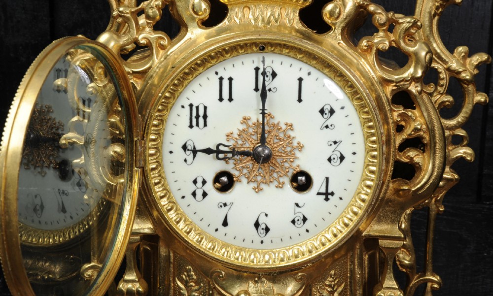Japy Freres Large Gilt Bronze Clock View XII