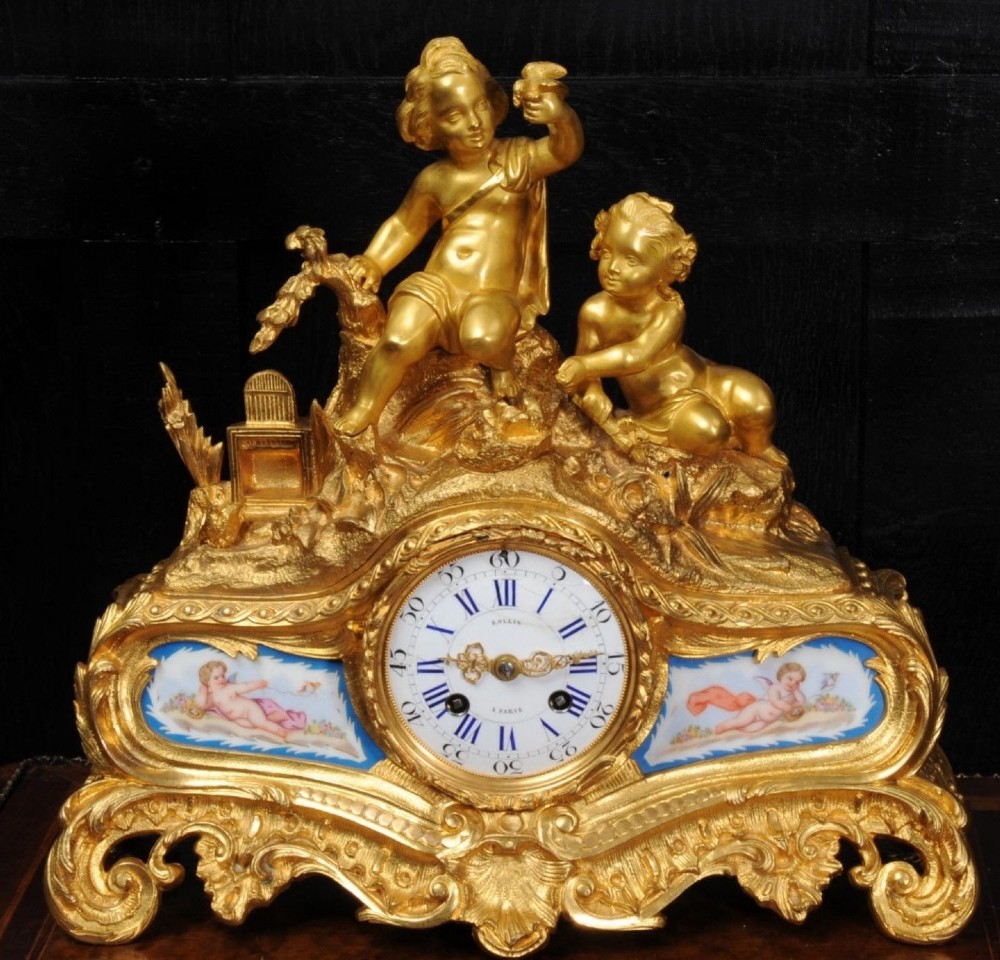 Fine Early Ormolu and Sevres Porcelain Boudoir Clock ~ Japy Freres