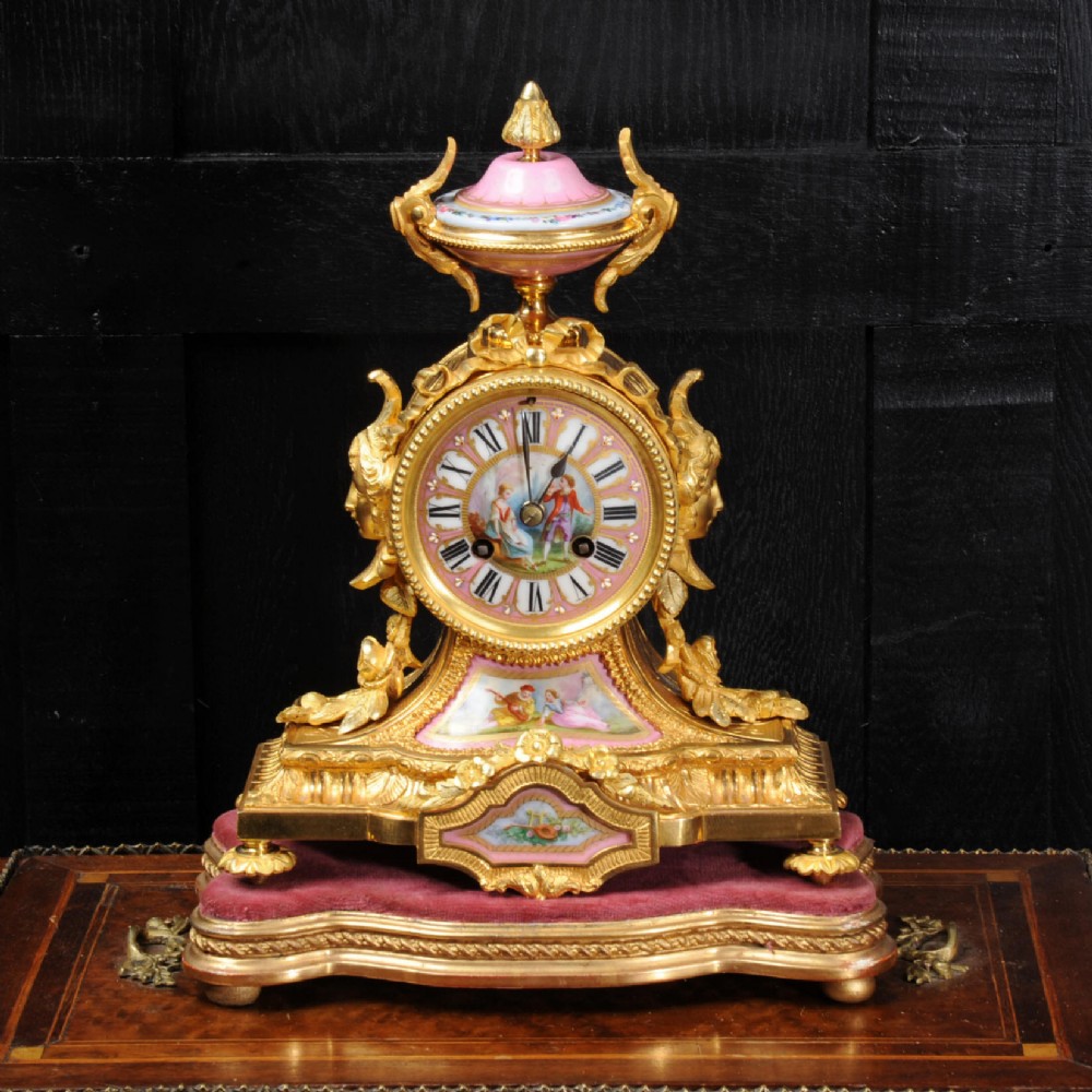 Ormolu and Sèvres Porcelain Boudoir Clock by Achille Brocot