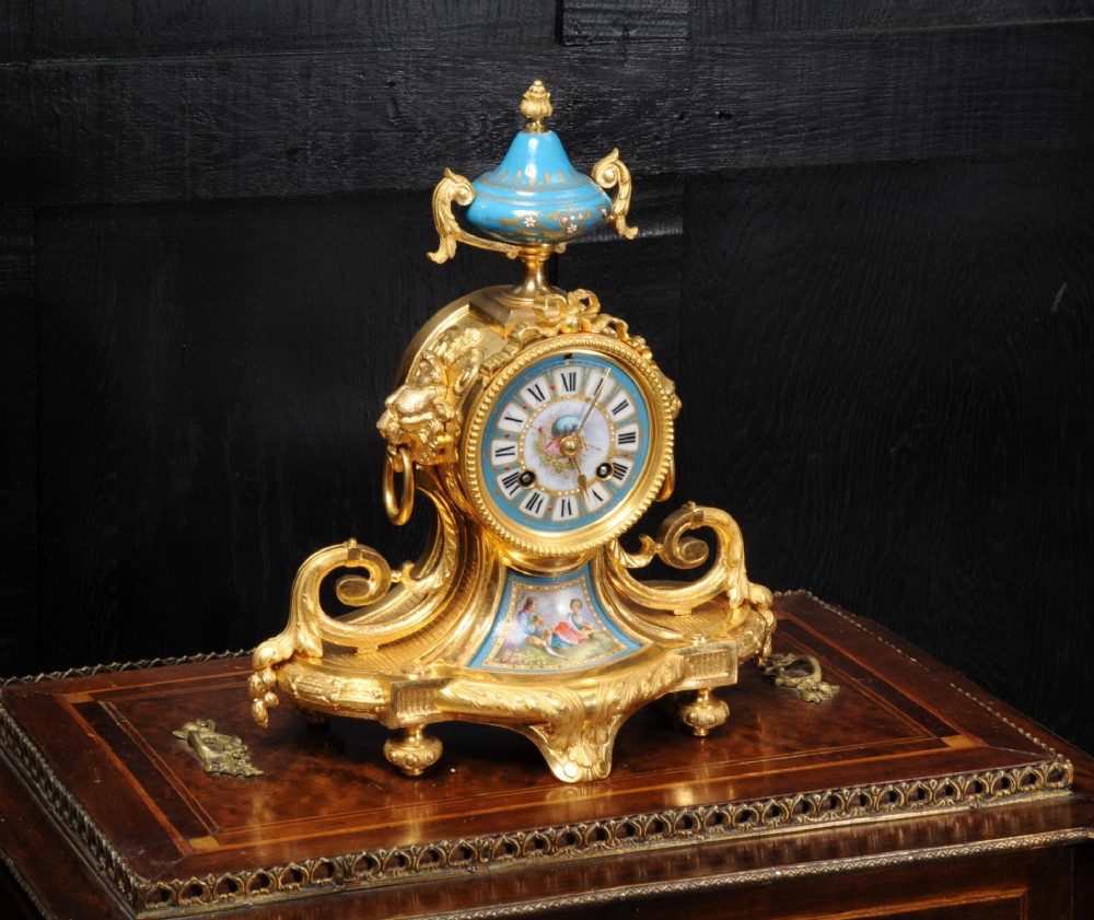 Ormolu and Sevres Porcelain Boudoir Clock