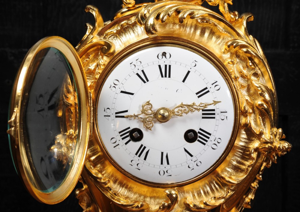 Superb Rococo Ormolu Clock Set with Visible Pendulum by Emile Colin, Paris View X