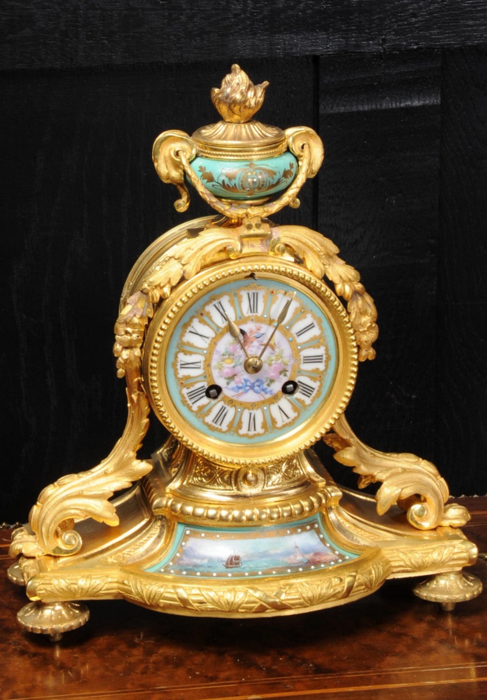 Japy Frères Ormolu and Sèvres Porcelain Antique French Clock ~ Marine Ship Seascape