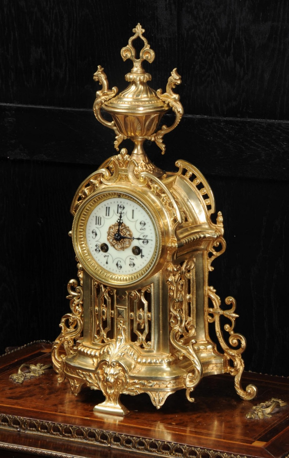 Antique French Gilt Bronze Clock by Samuel Marti 