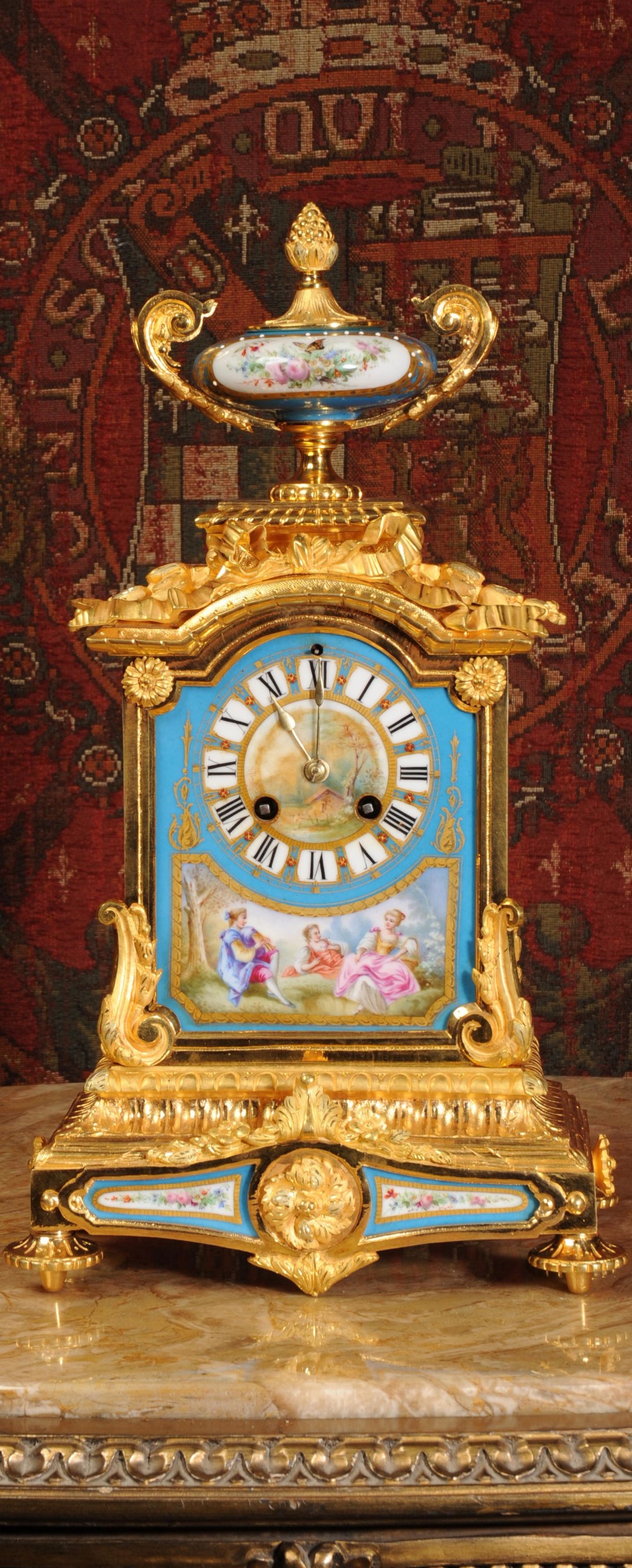 Japy Freres Stunning Ormolu and Sevres Porcelain Boudoir Clock
