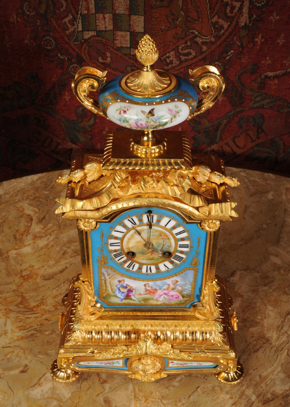Japy Freres Stunning Ormolu and Sevres Porcelain Boudoir Clock View IX