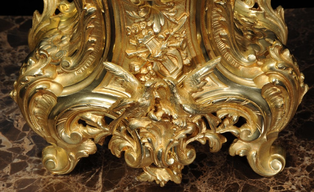 Japy Freres Large Rococo Gilt Bronze Clock Set View XVII