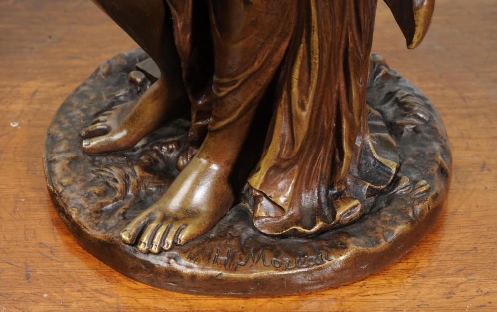 Antique French Onyx and Bronze Clock, by H F Moreau and Japy Freres View XIX