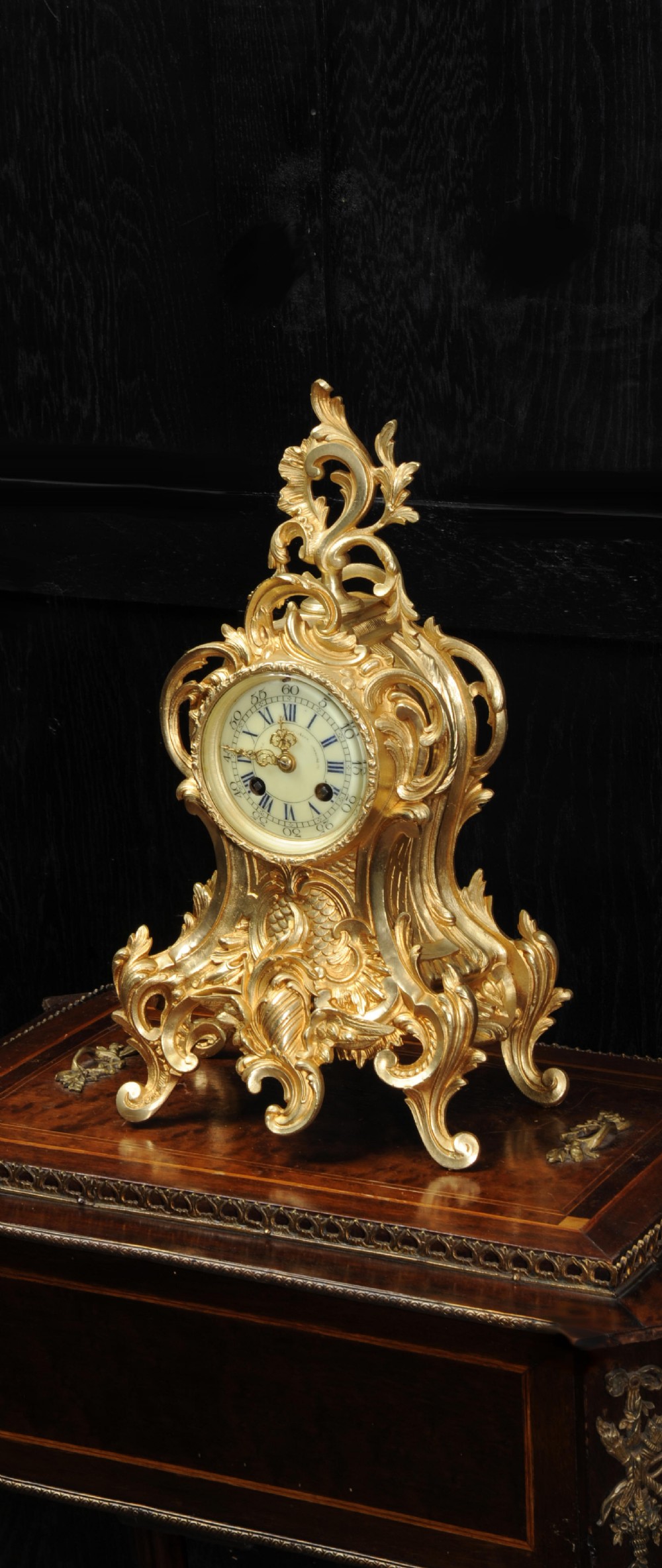 Antique French Gilt Bronze Rococo Clock