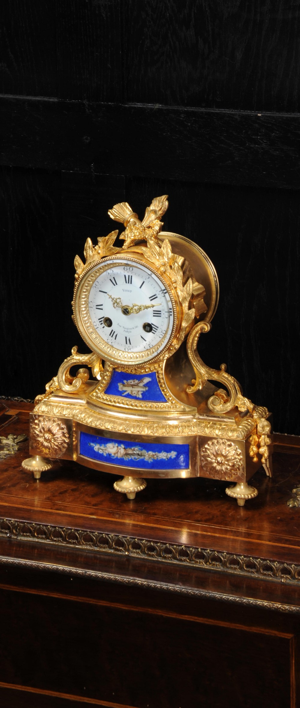 Japy Freres Ormolu and Porcelain Antique Boudoir Clock