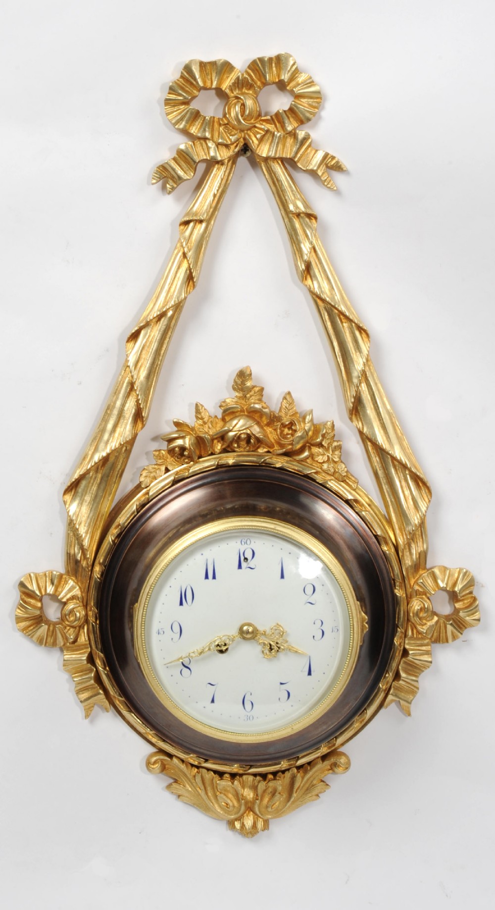 Louis XVI Ormolu and Bronze Cartel Wall Clock ~ very large
