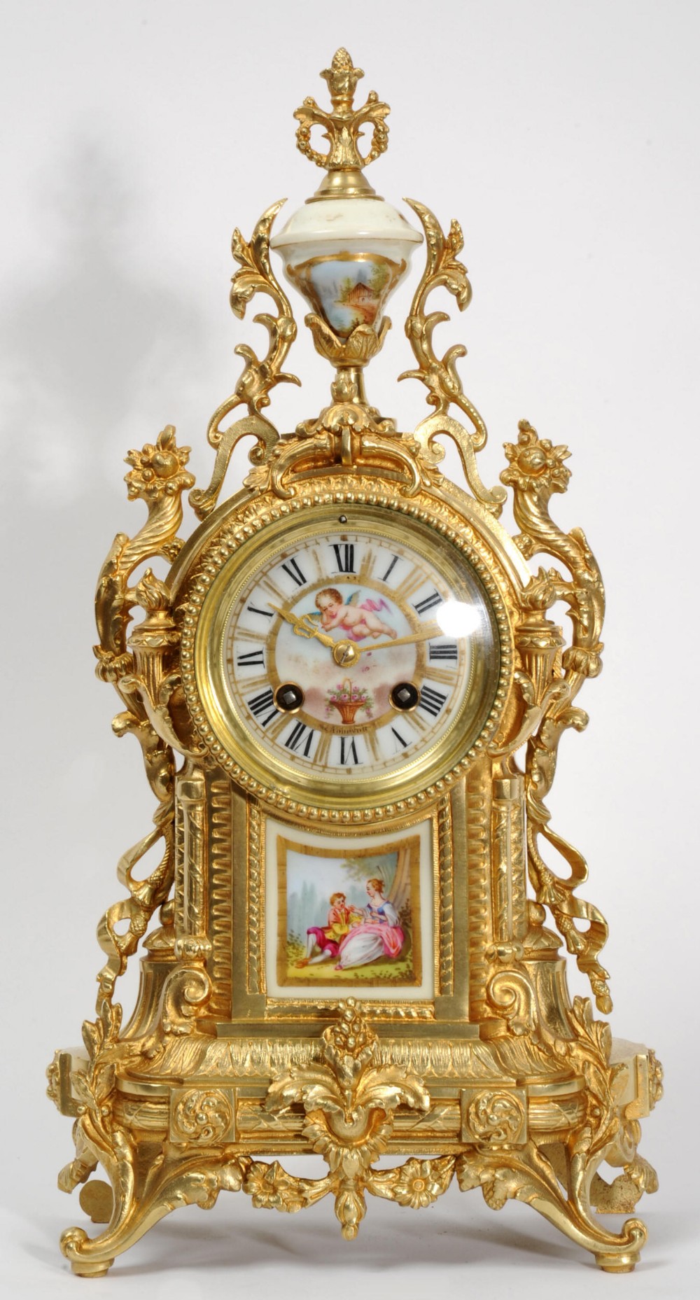 Antique French Ormolu and Sevres Porcelain Clock
