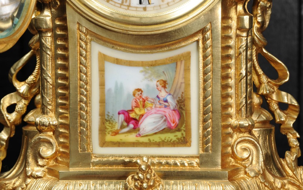 Antique French Ormolu and Sevres Porcelain Clock View XIV