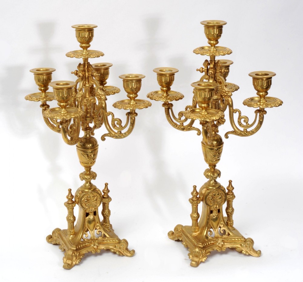 Antique French Gilt Bronze Baroque Candelabra View II