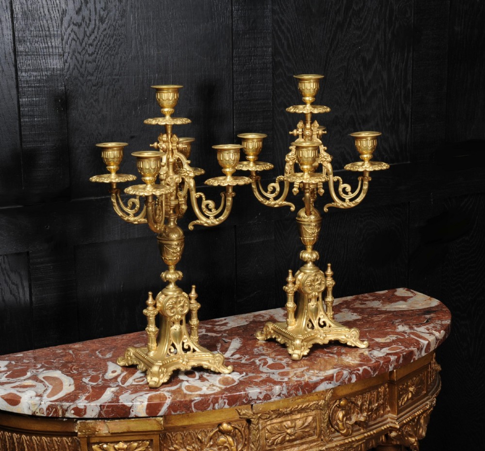 Antique French Gilt Bronze Baroque Candelabra View IV