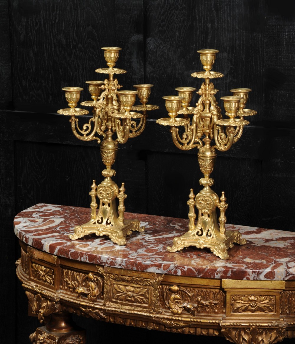 Antique French Gilt Bronze Baroque Candelabra View V