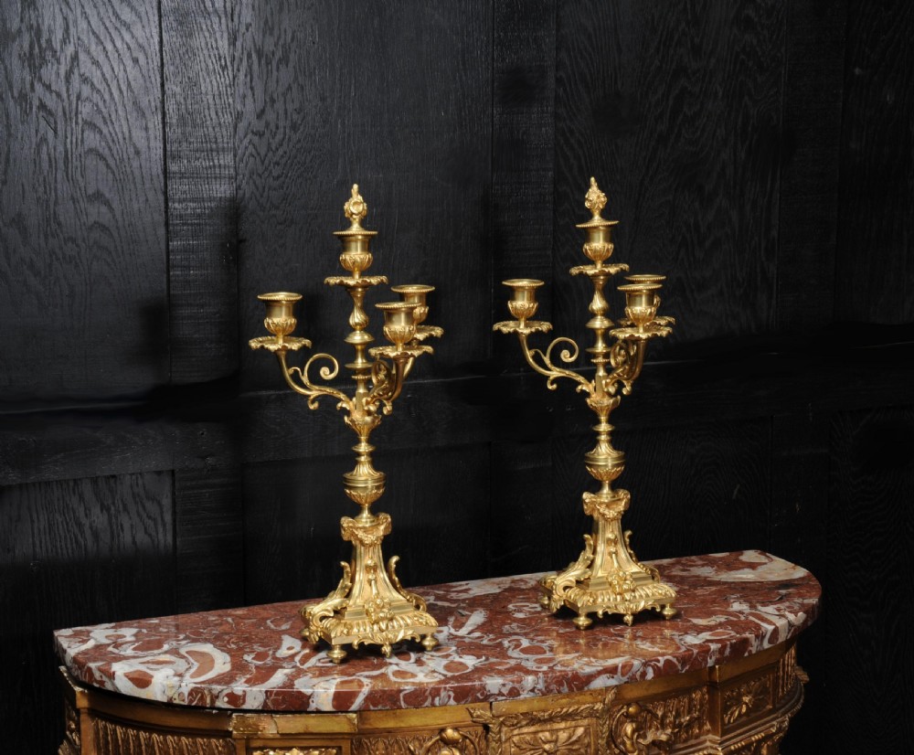 Antique French Louis XVI Pair of Gilt Bronze Candelabra View III