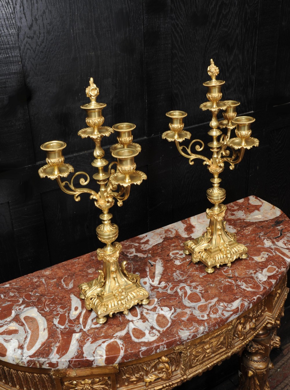 Antique French Louis XVI Pair of Gilt Bronze Candelabra View IV
