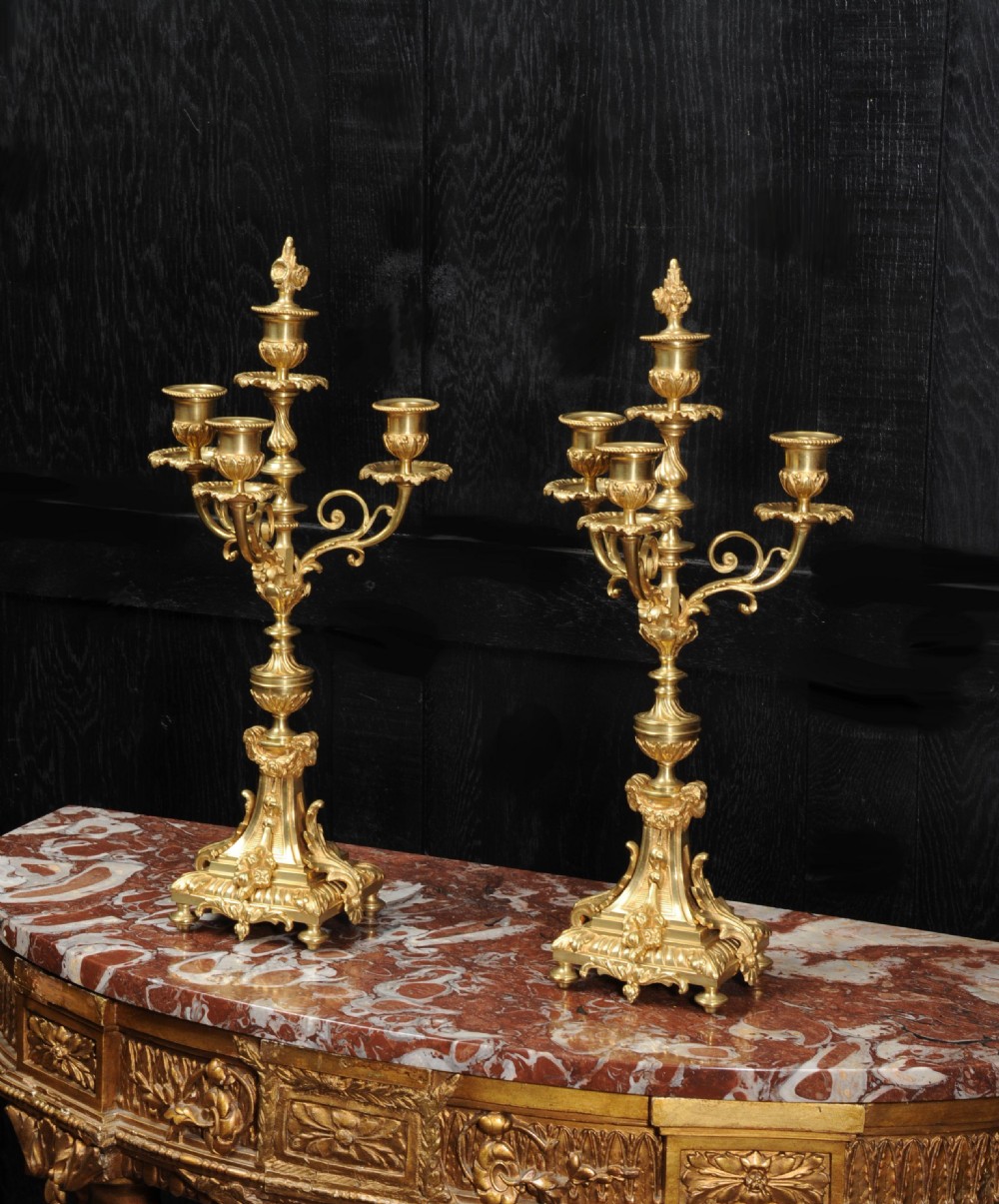 Antique French Louis XVI Pair of Gilt Bronze Candelabra View V