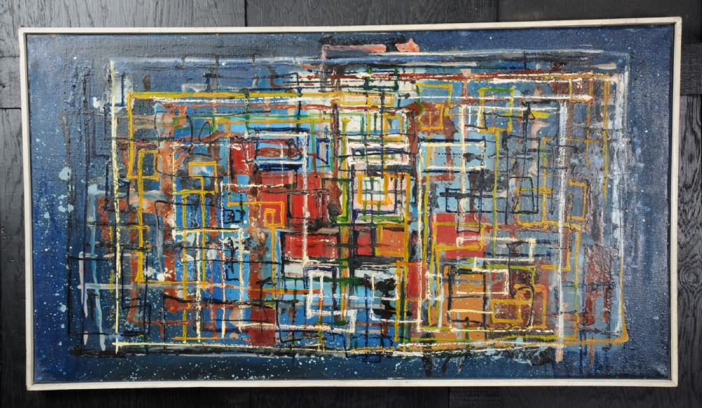 Original Midcentury Abstract Oil Painting by William Ernst Burwell, FRSA