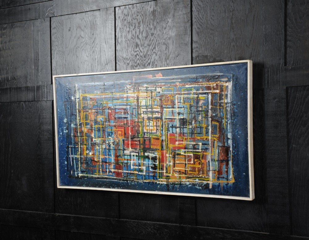 Original Midcentury Abstract Oil Painting by William Ernst Burwell, FRSA View II