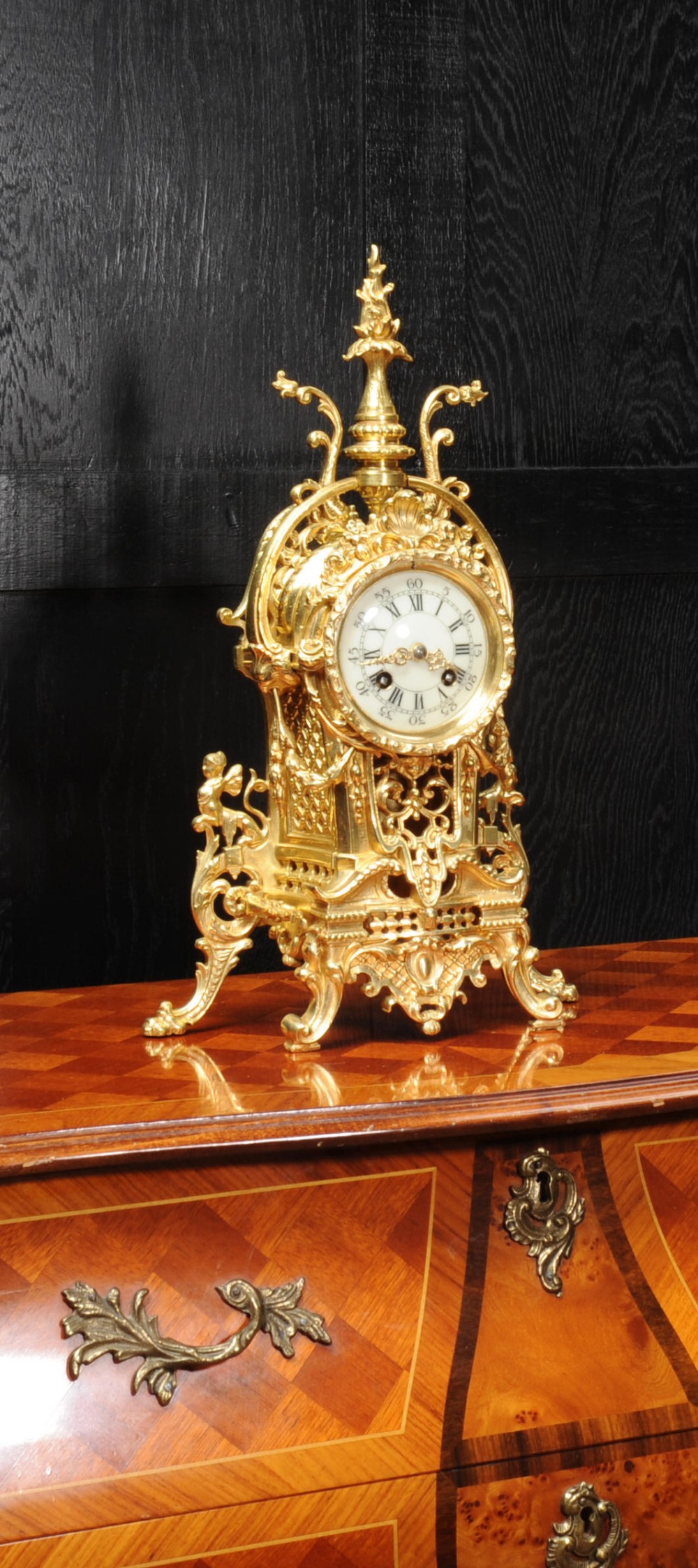 Antique French Gilt Bronze Baroque Boudoir Clock
